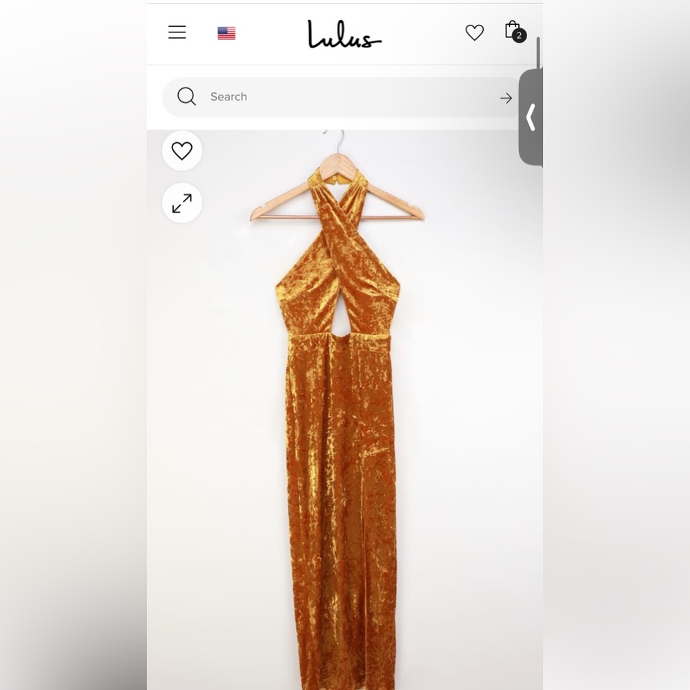 Lulus Got to Flaunt Golden Yellow Velvet Crisscross Halter Maxi Dress